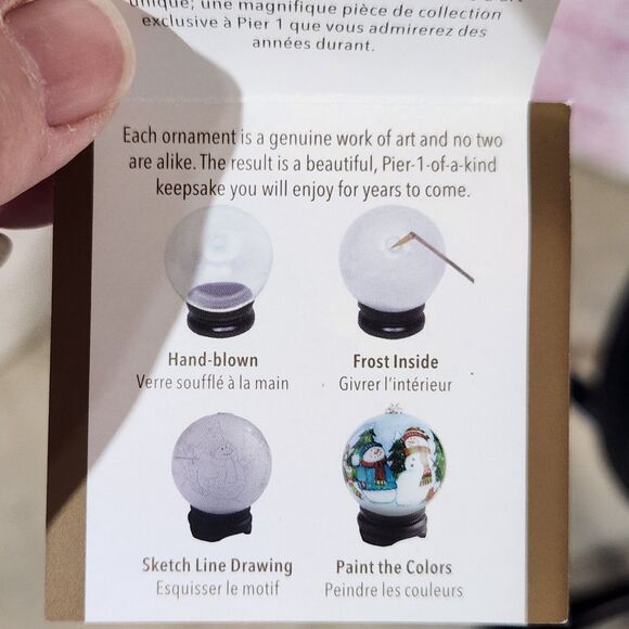 Cat Kitten Christmas Ornament Li Bien Reverse Hand Painted Pier 1 One 2017 w Box - Picture 12 of 14